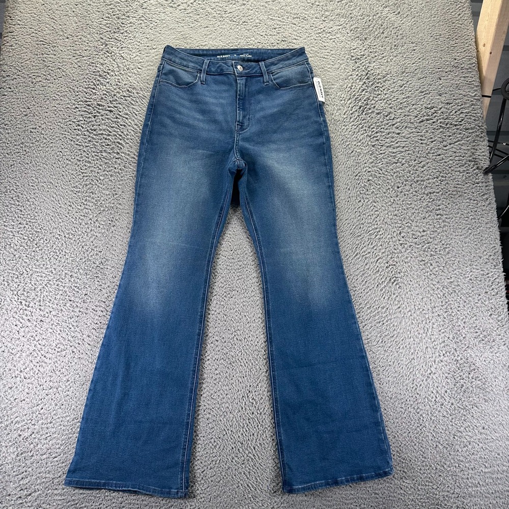 Old Navy Wow Jeans Womens 10 Blue Cotton Denim Flared Faded Workwear Stretch